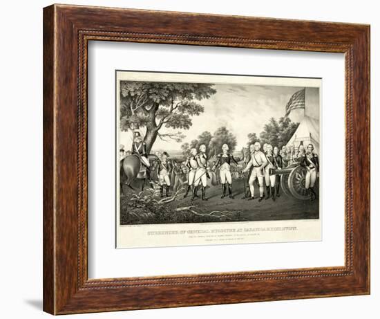 Surrender of General Burgoyne at Saratoga, N.Y., October 17th 1777, Pub. N. Currier, 1852-John Trumbull-Framed Giclee Print