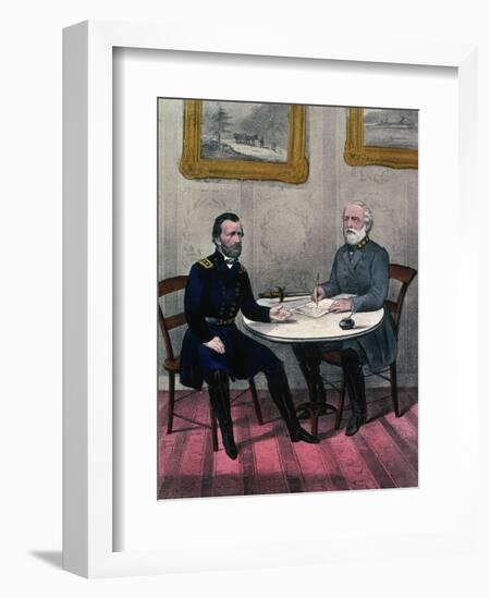 Surrender of General Lee, at Appomattox Court-Currier & Ives-Framed Giclee Print