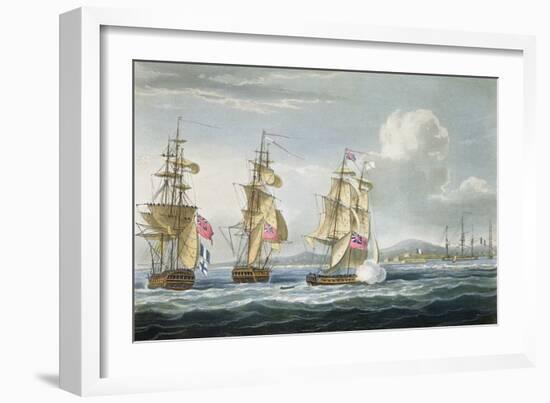 Surrender of Tamatave, Engraved Sutherland, The Naval Chronology of Great Britain, c.1820-Thomas Whitcombe-Framed Giclee Print
