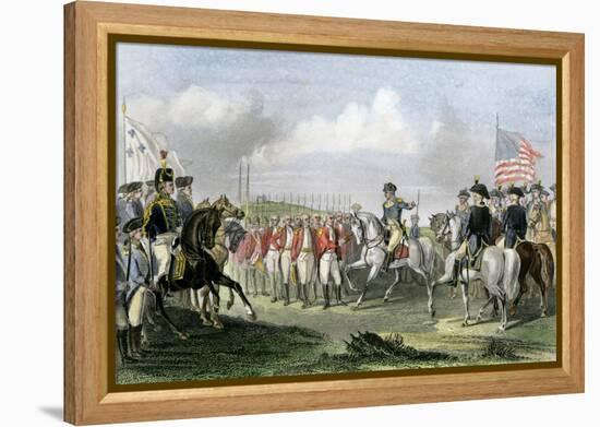 Surrender of the British Army under Lord Cornwallis at Yorktown, c.1781-null-Framed Premier Image Canvas