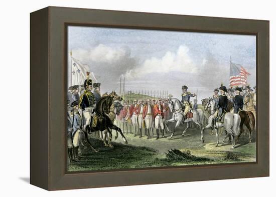 Surrender of the British Army under Lord Cornwallis at Yorktown, c.1781-null-Framed Premier Image Canvas