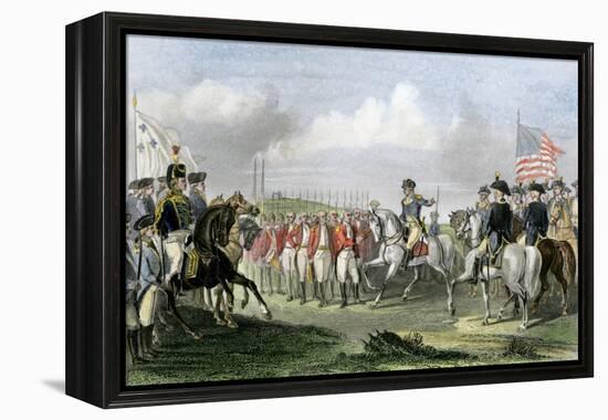 Surrender of the British Army under Lord Cornwallis at Yorktown, c.1781-null-Framed Premier Image Canvas