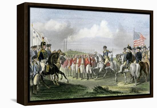 Surrender of the British Army under Lord Cornwallis at Yorktown, c.1781-null-Framed Premier Image Canvas