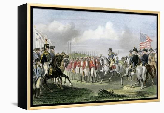 Surrender of the British Army under Lord Cornwallis at Yorktown, c.1781-null-Framed Premier Image Canvas