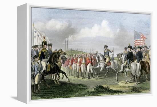 Surrender of the British Army under Lord Cornwallis at Yorktown, c.1781-null-Framed Premier Image Canvas