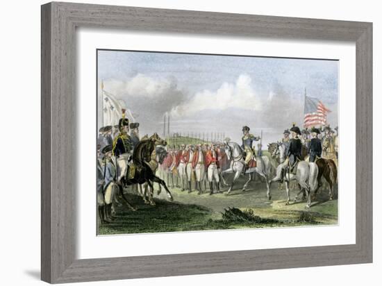 Surrender of the British Army under Lord Cornwallis at Yorktown, c.1781-null-Framed Giclee Print