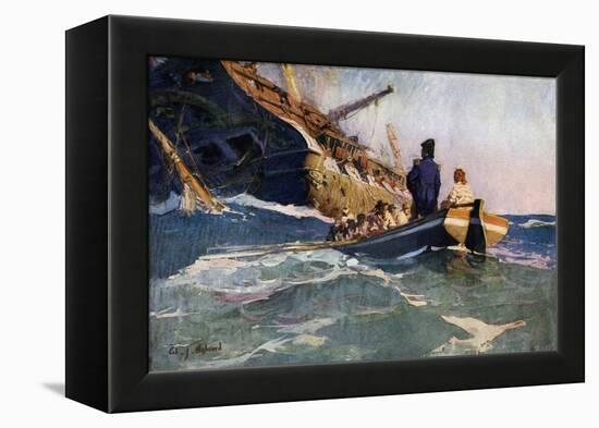 Surrender of the British Guerriere to the Frigate USS Constitution during the War of 1812-null-Framed Premier Image Canvas