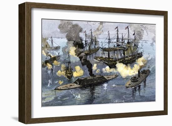 Surrender of the Confederate Ironclad, Tennessee, Battle of Mobile Bay, c.1864-null-Framed Giclee Print