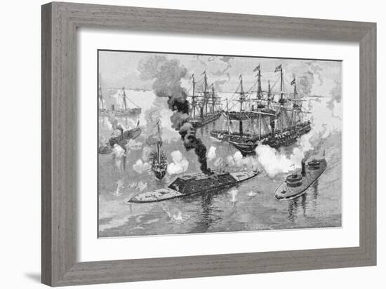 Surrender of the "Tennessee", Battle of Mobile Bay, from "Battles and Leaders of the Civil War"-Julian Oliver Davidson-Framed Giclee Print