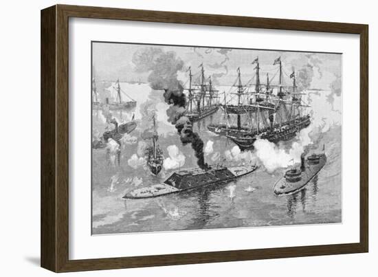 Surrender of the "Tennessee", Battle of Mobile Bay, from "Battles and Leaders of the Civil War"-Julian Oliver Davidson-Framed Giclee Print