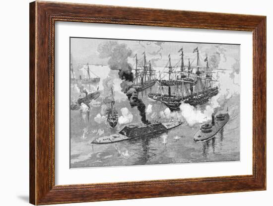 Surrender of the "Tennessee", Battle of Mobile Bay, from "Battles and Leaders of the Civil War"-Julian Oliver Davidson-Framed Giclee Print