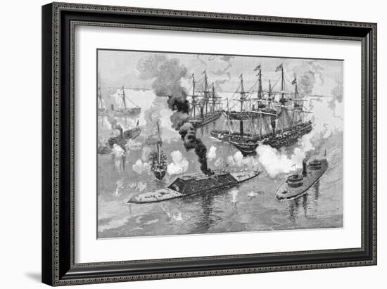 Surrender of the "Tennessee", Battle of Mobile Bay, from "Battles and Leaders of the Civil War"-Julian Oliver Davidson-Framed Giclee Print