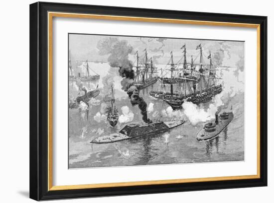 Surrender of the "Tennessee", Battle of Mobile Bay, from "Battles and Leaders of the Civil War"-Julian Oliver Davidson-Framed Giclee Print