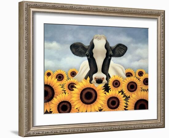 Surrounded by Sunflowers-Lowell Herrero-Framed Art Print