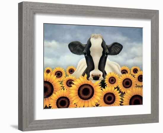 Surrounded by Sunflowers-Lowell Herrero-Framed Art Print