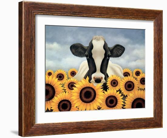 Surrounded by Sunflowers-Lowell Herrero-Framed Art Print