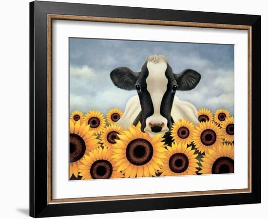 Surrounded by Sunflowers-Lowell Herrero-Framed Art Print