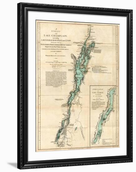 Survey of Lake Champlain, including Lake George, Crown Point and St. John, c.1776-Robert Sayer-Framed Art Print