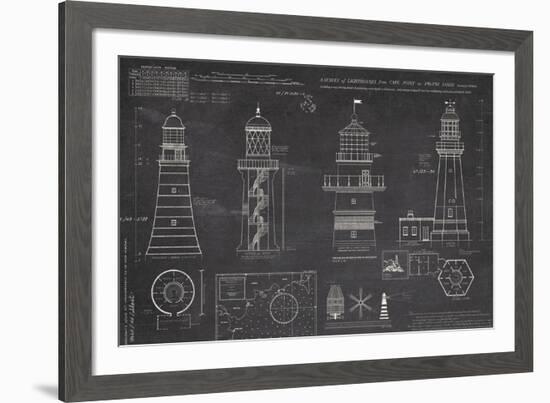 Survey of Lighthouses-The Vintage Collection-Framed Giclee Print