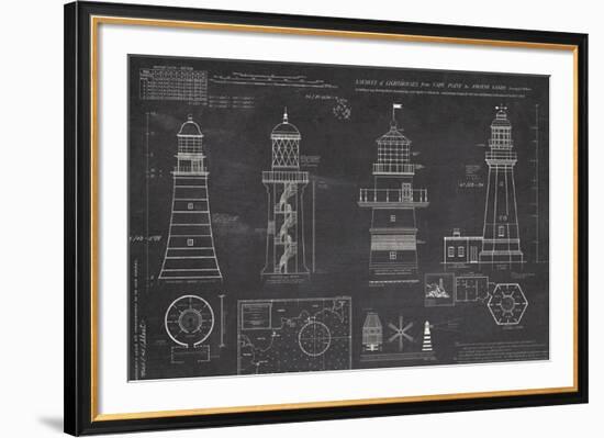 Survey of Lighthouses-The Vintage Collection-Framed Giclee Print