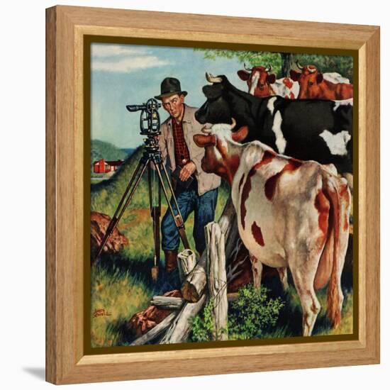 "Surveying the Cow Pasture", July 28, 1956-Amos Sewell-Framed Premier Image Canvas