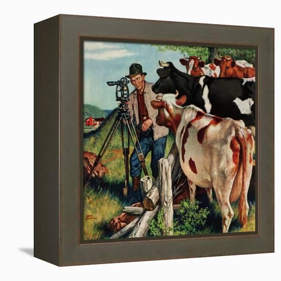 "Surveying the Cow Pasture", July 28, 1956-Amos Sewell-Framed Premier Image Canvas