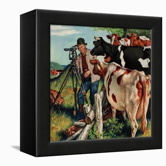 "Surveying the Cow Pasture", July 28, 1956-Amos Sewell-Framed Premier Image Canvas