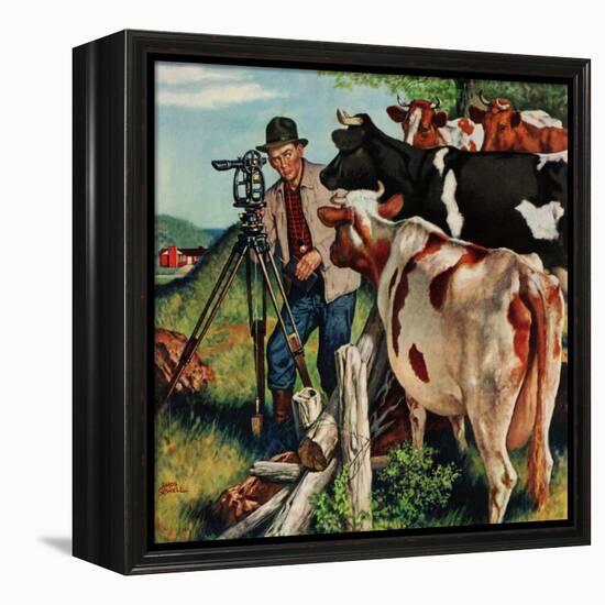 "Surveying the Cow Pasture", July 28, 1956-Amos Sewell-Framed Premier Image Canvas