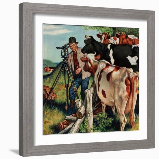 "Surveying the Cow Pasture", July 28, 1956-Amos Sewell-Framed Giclee Print