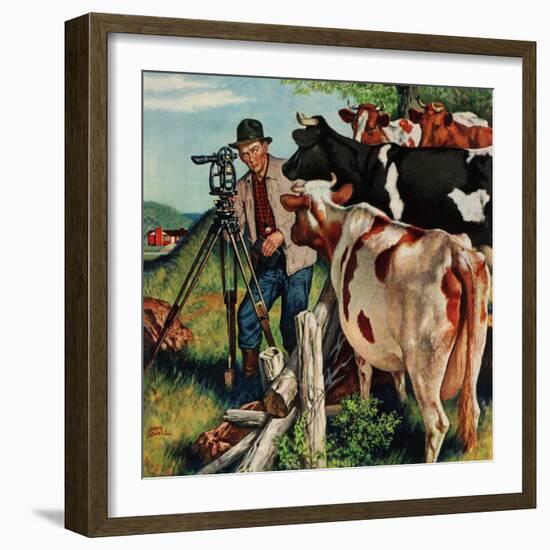 "Surveying the Cow Pasture", July 28, 1956-Amos Sewell-Framed Giclee Print