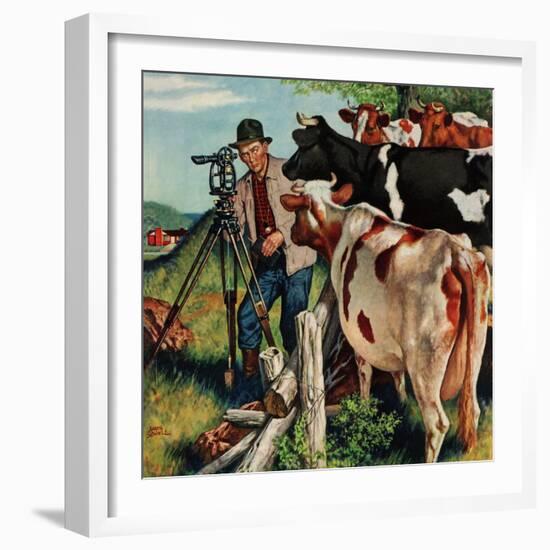 "Surveying the Cow Pasture", July 28, 1956-Amos Sewell-Framed Giclee Print