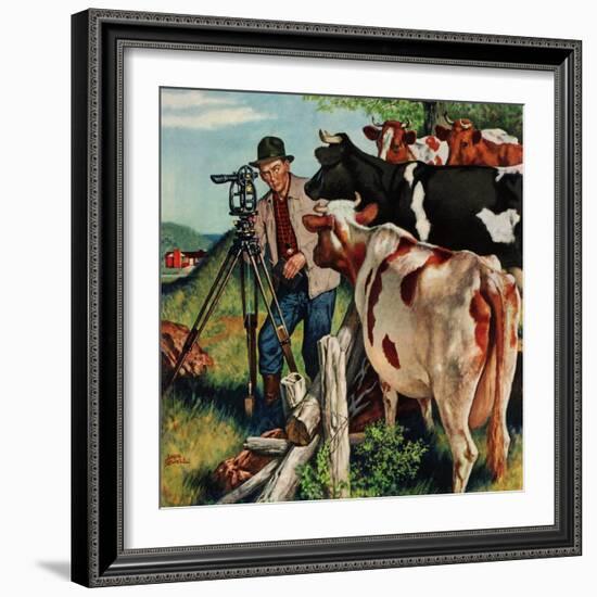 "Surveying the Cow Pasture", July 28, 1956-Amos Sewell-Framed Giclee Print