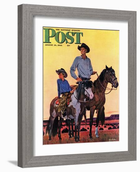 "Surveying the Ranch," Saturday Evening Post Cover, August 19, 1944-Fred Ludekens-Framed Giclee Print