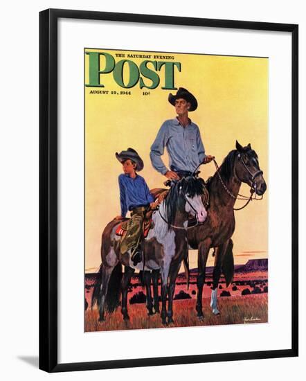 "Surveying the Ranch," Saturday Evening Post Cover, August 19, 1944-Fred Ludekens-Framed Giclee Print