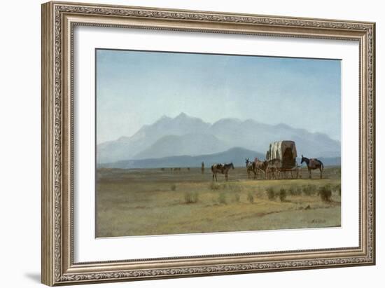 Surveyor's Wagon in the Rockies, C.1859 (Oil on Paper Mounted on Masonite)-Albert Bierstadt-Framed Giclee Print