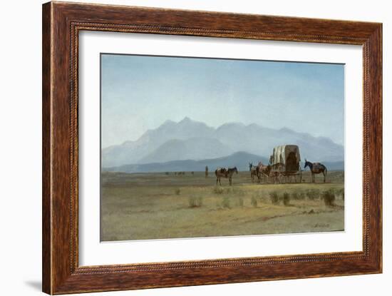 Surveyor's Wagon in the Rockies, C.1859 (Oil on Paper Mounted on Masonite)-Albert Bierstadt-Framed Giclee Print