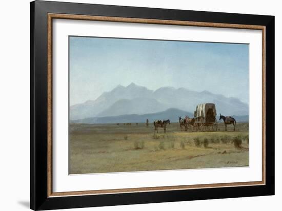 Surveyor's Wagon in the Rockies, C.1859 (Oil on Paper Mounted on Masonite)-Albert Bierstadt-Framed Giclee Print