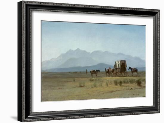 Surveyor's Wagon in the Rockies, C.1859 (Oil on Paper Mounted on Masonite)-Albert Bierstadt-Framed Premium Giclee Print