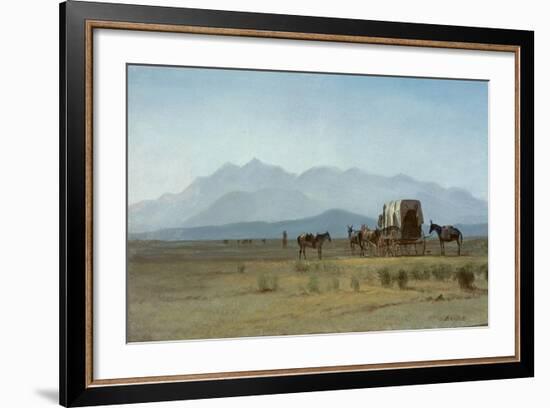 Surveyor's Wagon in the Rockies, C.1859 (Oil on Paper Mounted on Masonite)-Albert Bierstadt-Framed Giclee Print