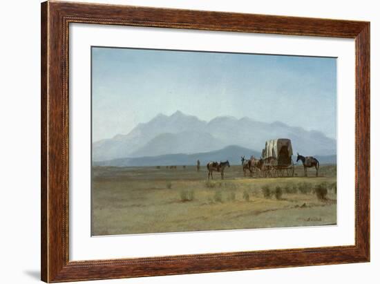 Surveyor's Wagon in the Rockies, C.1859 (Oil on Paper Mounted on Masonite)-Albert Bierstadt-Framed Giclee Print