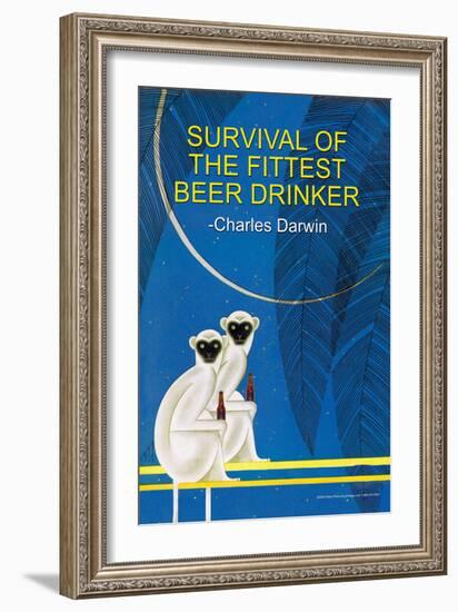 Survival of the Fittest Beer Drinker-null-Framed Art Print