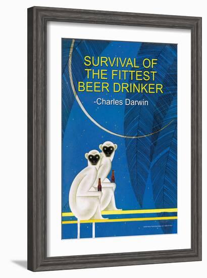 Survival of the Fittest Beer Drinker-null-Framed Art Print