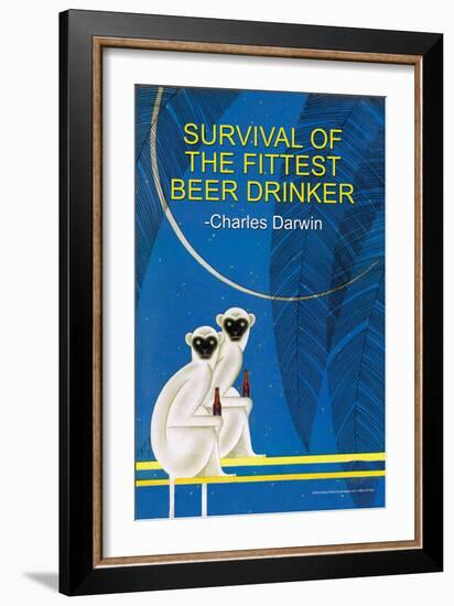 Survival of the Fittest Beer Drinker-null-Framed Art Print