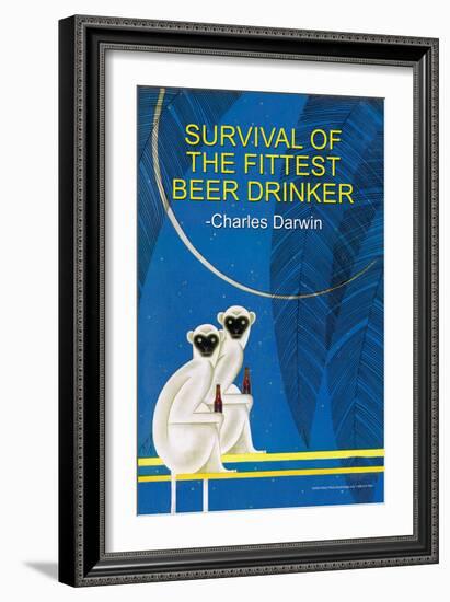 Survival of the Fittest Beer Drinker-null-Framed Art Print