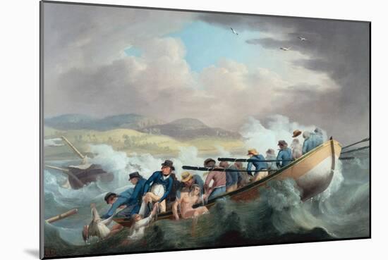 Survivors from a shipwreck off the Isle of Wight being rescued by the crew of HMS Juno, 1800-Robert Dodd-Mounted Giclee Print