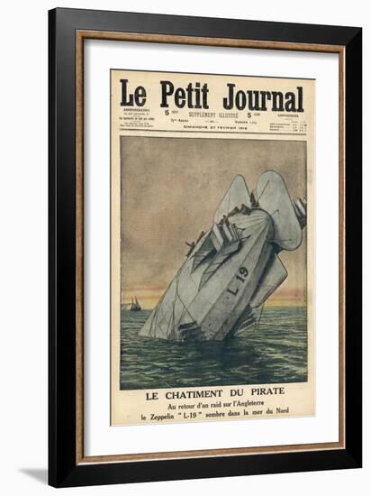 Survivors from Zeppelin L19 Cling to Its Tail after Their Airship was Shot Down Over the North Sea-null-Framed Art Print