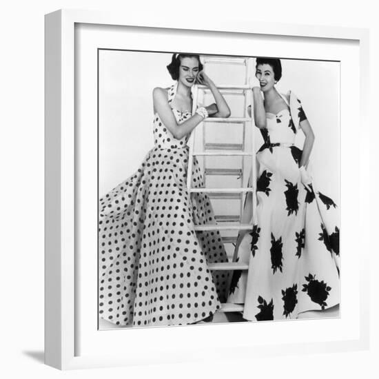 Susan Abraham in Brilkie Dress and June Clarke in Baker Sportswear, 1954-John French-Framed Giclee Print