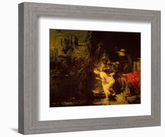 Susanna and the Elders, 1647 (Oil on Mahogany Panel)-Rembrandt van Rijn-Framed Giclee Print