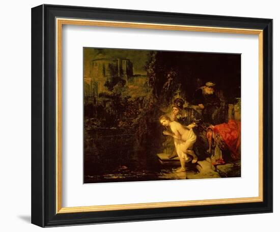 Susanna and the Elders, 1647 (Oil on Mahogany Panel)-Rembrandt van Rijn-Framed Giclee Print