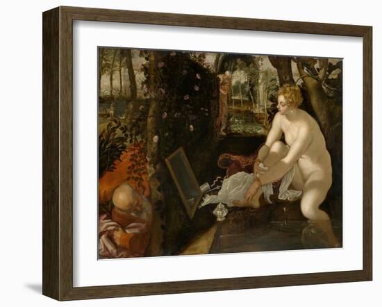 Susanna and the Elders, Ca 1555-Jacopo Tintoretto-Framed Giclee Print